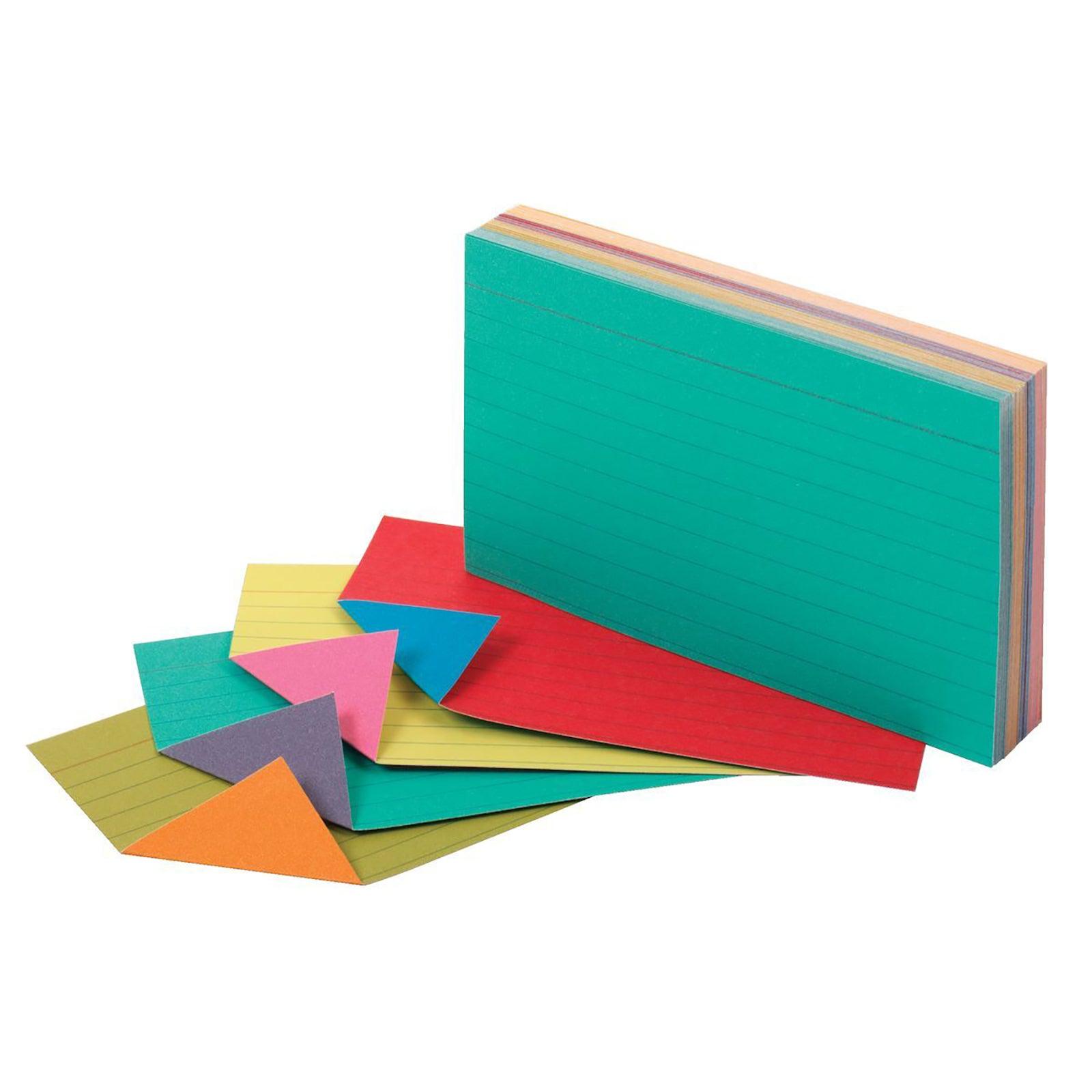 Two-Tone Index Cards, 3" x 5", Assorted Colors, 100 Per Pack, 12 Packs - Loomini