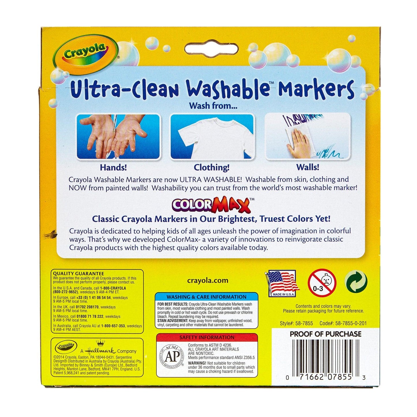 Ultra-Clean Washable Bright, Broad Line, Color Max Markers, 10 Per Pack, 6 Packs - Loomini