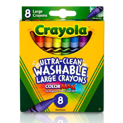 Ultra-Clean Washable Crayons, Large Size, 8 Per Box, 6 Boxes - Loomini