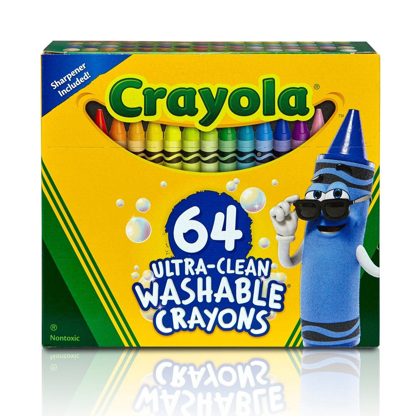 Ultra-Clean Washable Crayons, Regular Size, 64 Per Pack, 2 Packs - Loomini