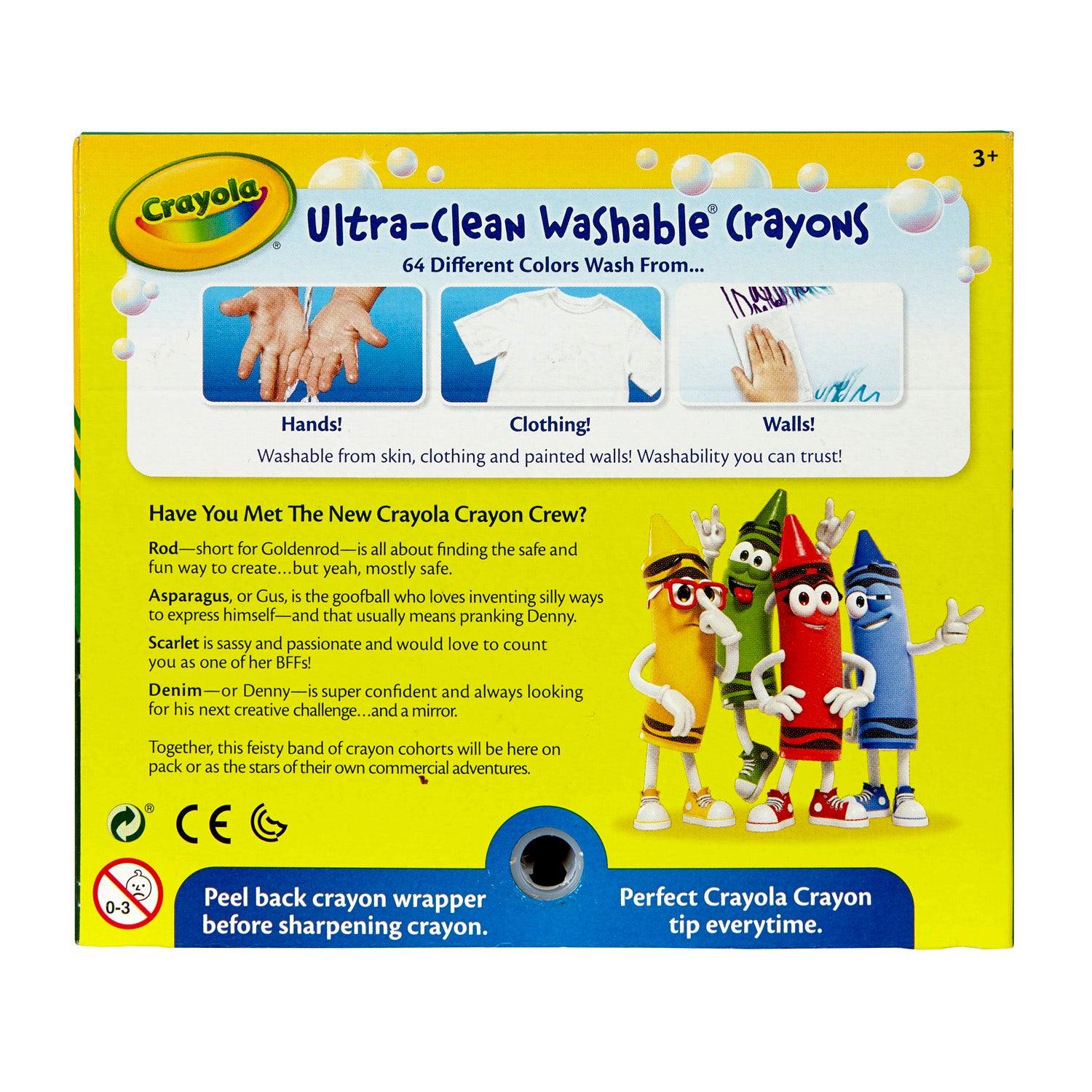 Ultra-Clean Washable Crayons, Regular Size, 64 Per Pack, 2 Packs - Loomini