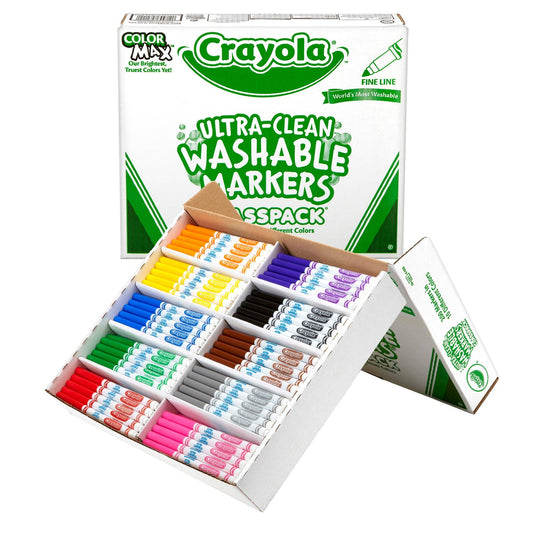 Ultra-Clean Washable Markers Classpack®, Fine Line, 10 Colors, Pack of 200 - Loomini