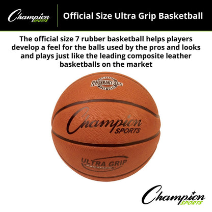 Ultra Grip Rubber Basketball with Bladder, Official Size 7 - Loomini
