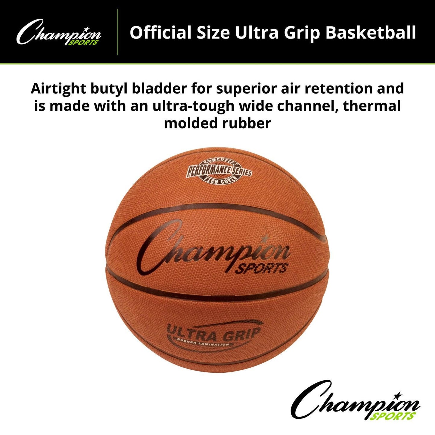 Ultra Grip Rubber Basketball with Bladder, Official Size 7 - Loomini