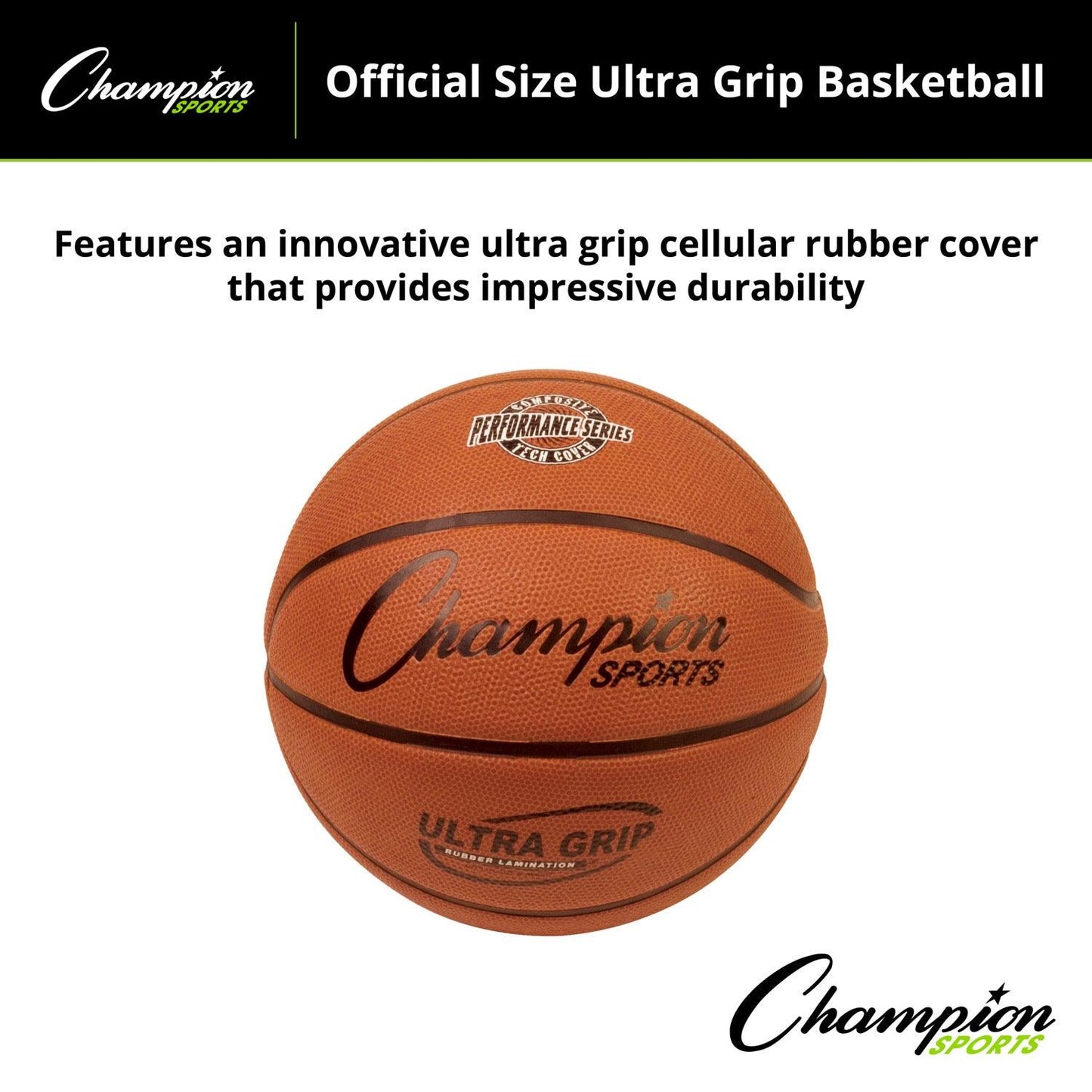 Ultra Grip Rubber Basketball with Bladder, Official Size 7 - Loomini