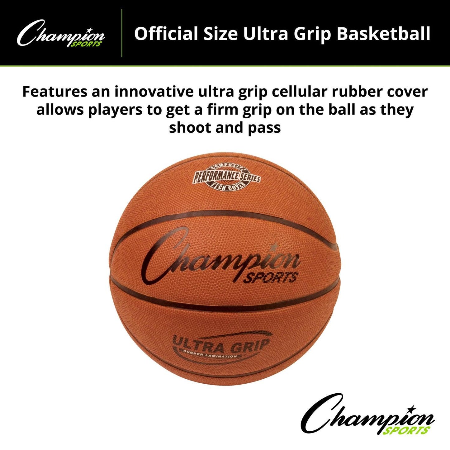 Ultra Grip Rubber Basketball with Bladder, Official Size 7 - Loomini