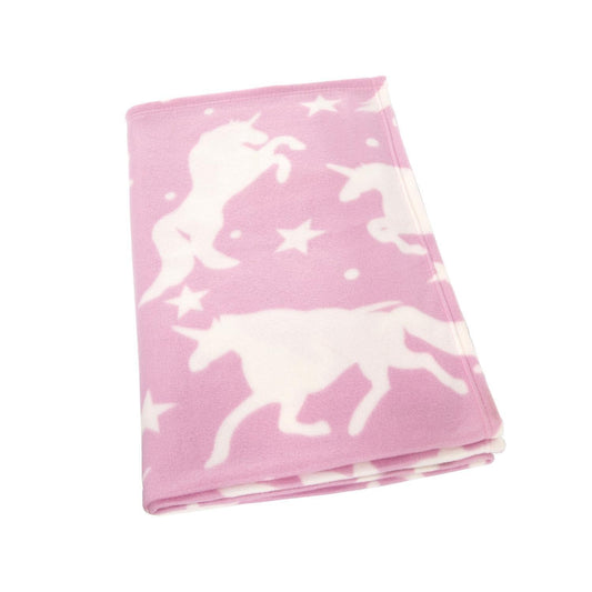 Unicorn Blanket Fleece Throw Over Twin Bed Blanket for Girls Kids Adult Baby Bed Couch Soft Plush Sofa Warm Soft Throw Blanket White Stars and Unicorn 50 X 60 Room Decor Blush Pink - Loomini