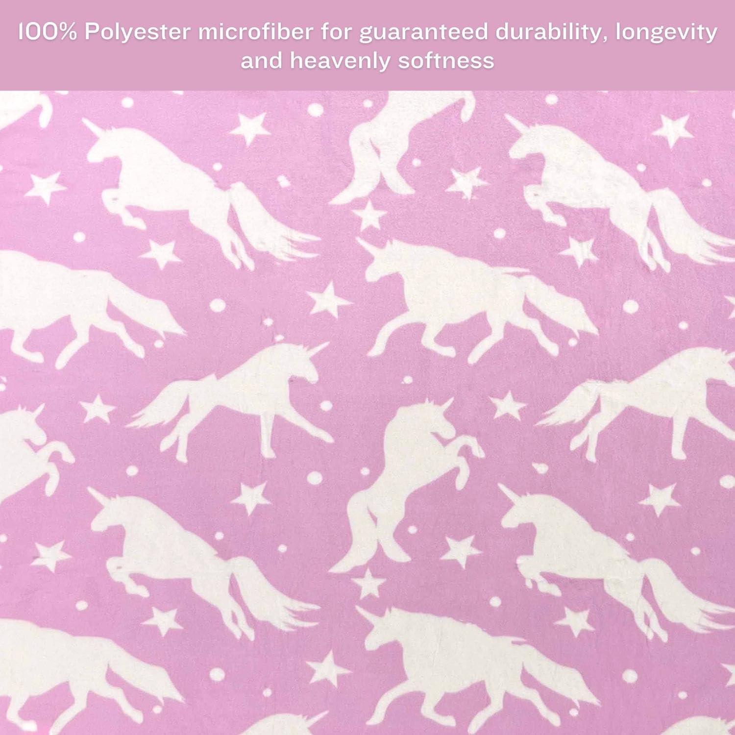 Unicorn Blanket Fleece Throw Over Twin Bed Blanket for Girls Kids Adult Baby Bed Couch Soft Plush Sofa Warm Soft Throw Blanket White Stars and Unicorn 50 X 60 Room Decor Blush Pink - Loomini