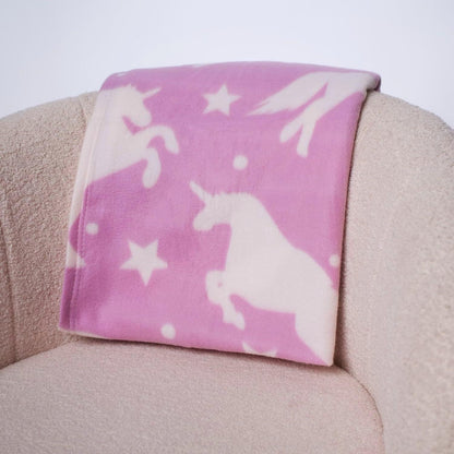 Unicorn Blanket Fleece Throw Over Twin Bed Blanket for Girls Kids Adult Baby Bed Couch Soft Plush Sofa Warm Soft Throw Blanket White Stars and Unicorn 50 X 60 Room Decor Blush Pink - Loomini