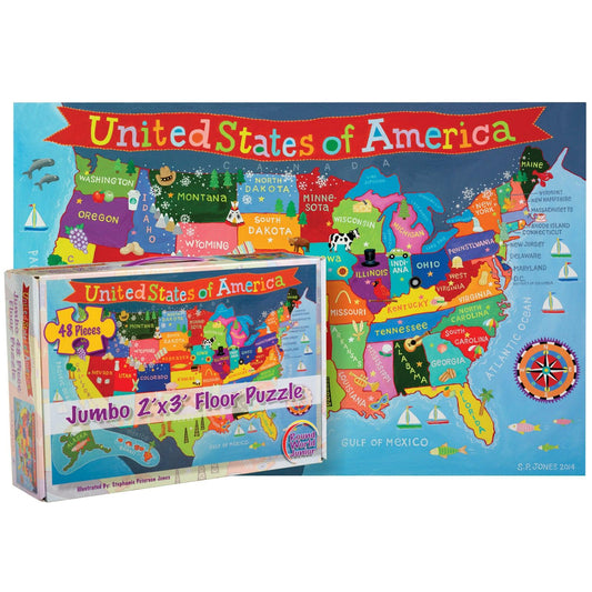 United States Floor Puzzle for Kids, 48 Pieces - Loomini