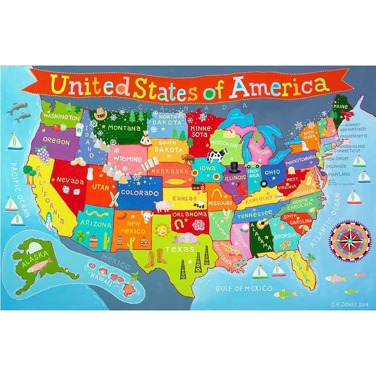 United States Floor Puzzle for Kids, 48 Pieces - Loomini