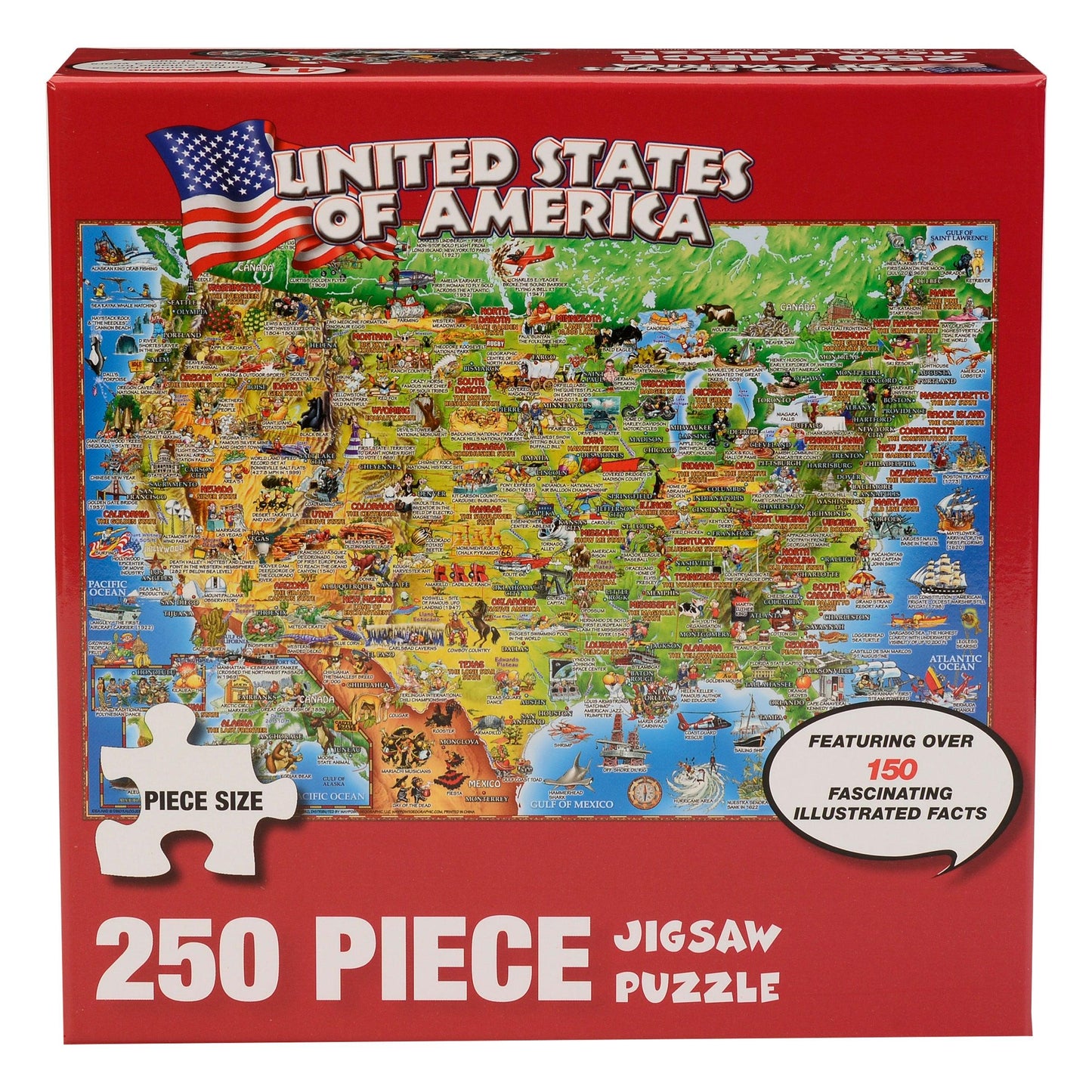 United States Illustrated 250 Piece Jigsaw Puzzle - Loomini