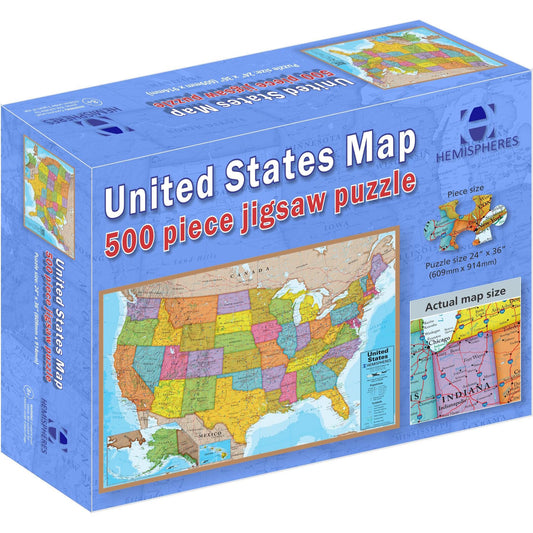 USA Puzzle, 24" Height, 36" Width, 500 Pieces - Loomini