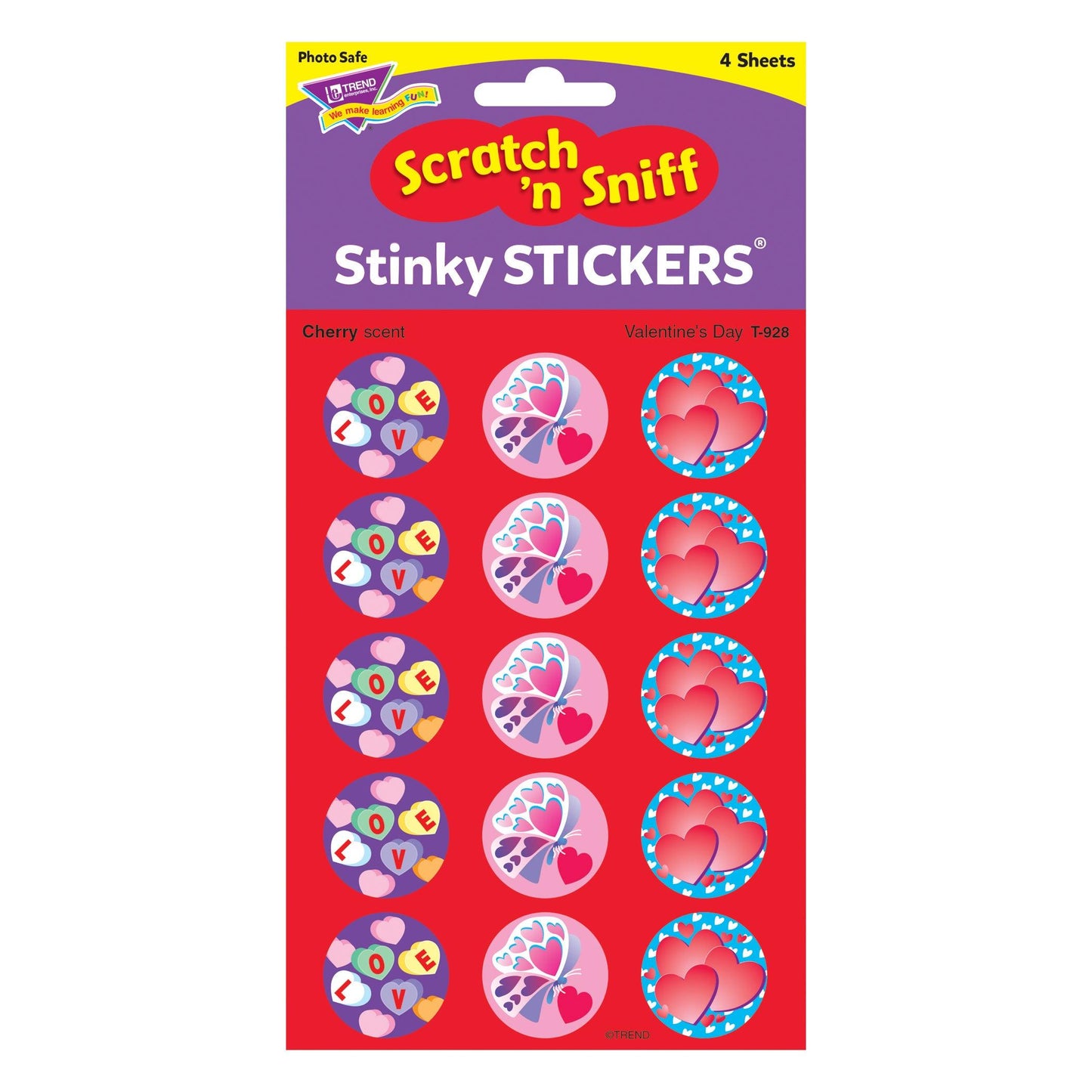 Valentine's Day/Cherry Stinky Stickers®, 60 Per Pack, 6 Packs - Loomini