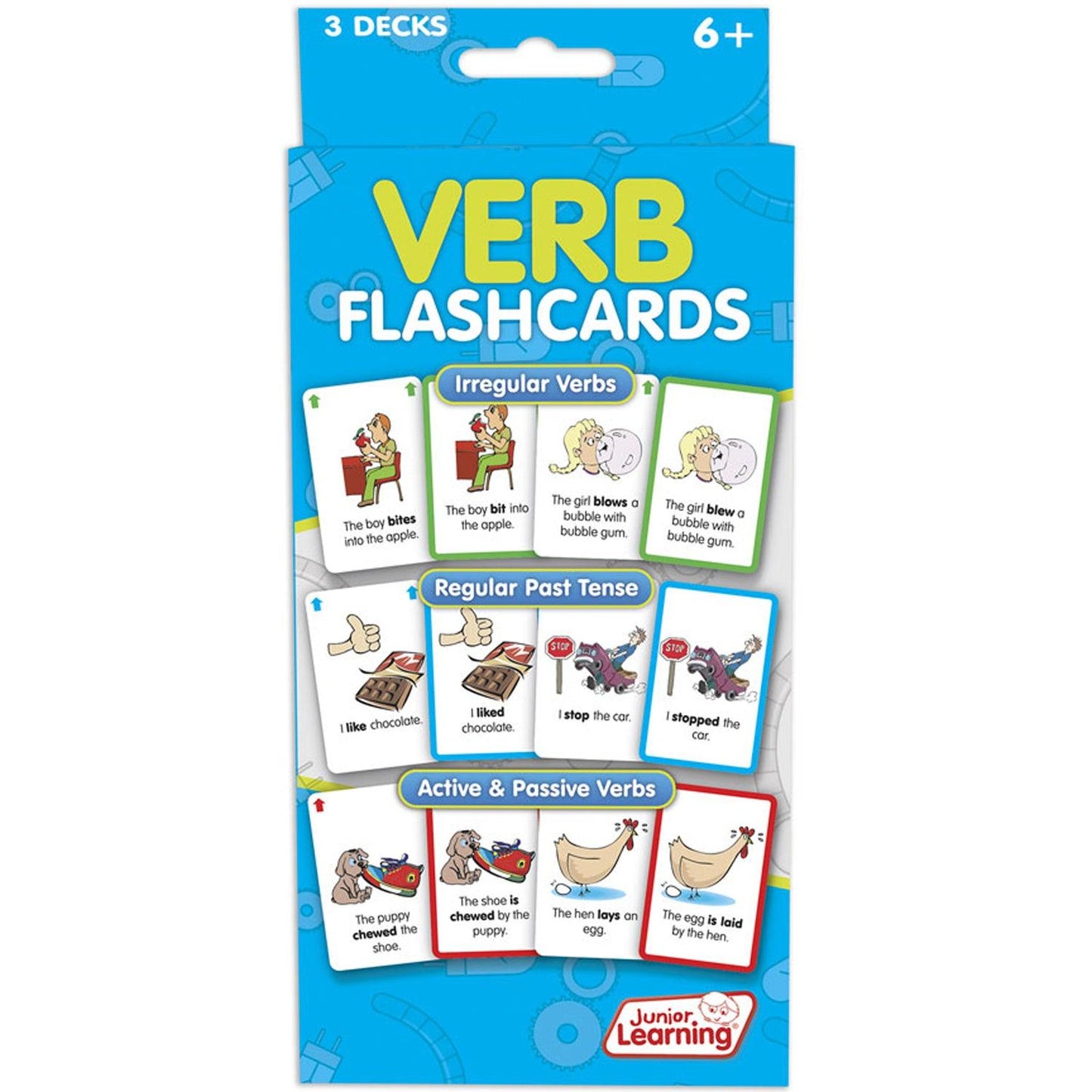 Verb Flashcards, 3 Sets Per Pack, 3 Packs - Loomini