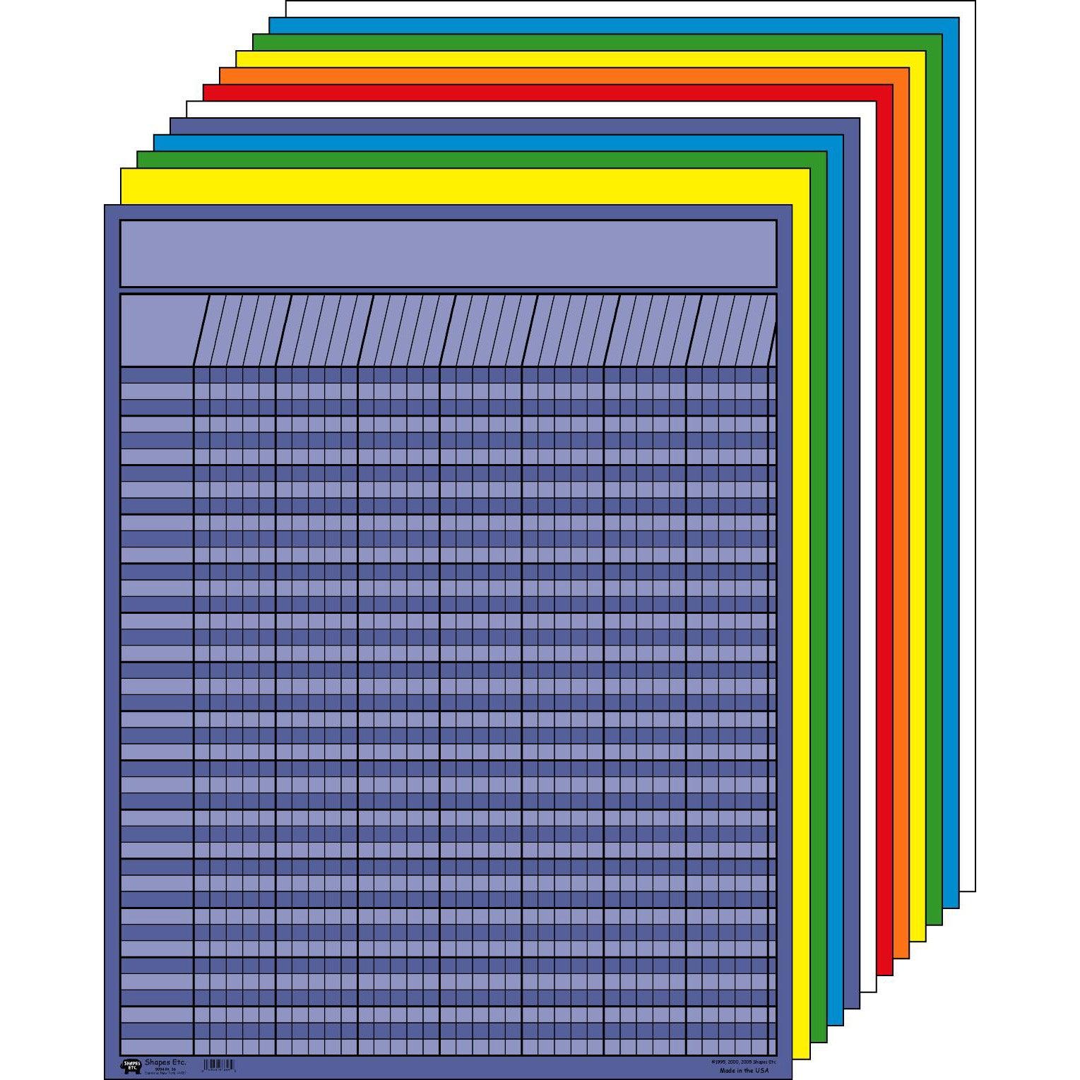 Vertical Incentive Chart, 28" x 22", Assorted Colors, Pack of 12 - Loomini