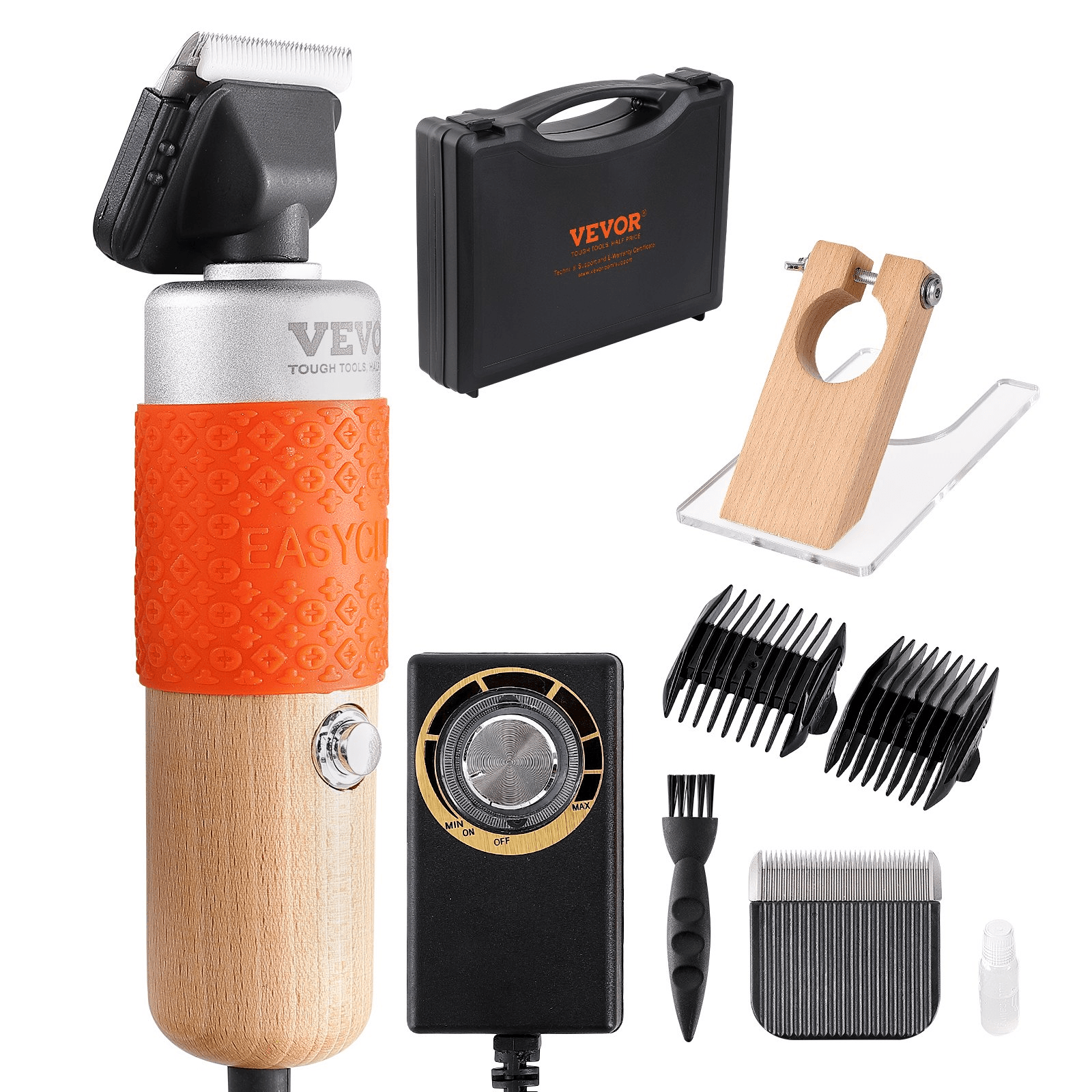 VEVOR Carpet Trimmer with Shearing Guide, 200W Electric Speed Adjustable Rug Carver, Tufting Shears with 2 Blades, Wooden Handle Carpet Carving Clippers for Handmade Rug Cleaning and Tufted Rug - Loomini