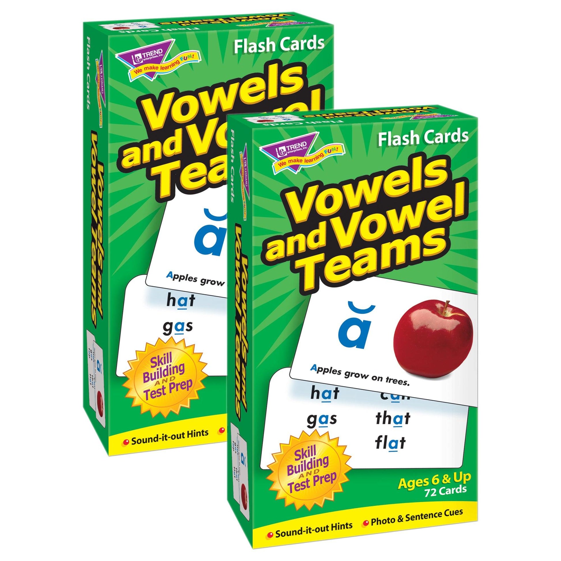 Vowels and Vowel Teams Skill Drill Flash Cards, Pack of 2 - Loomini