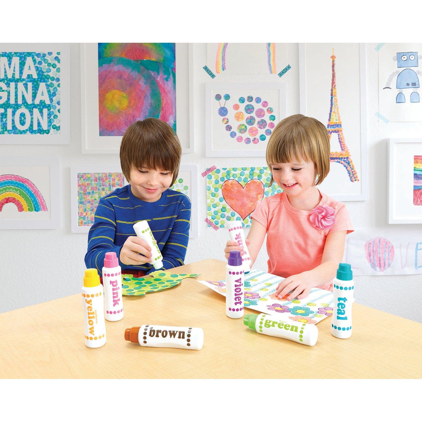 Washable Brilliant Dot Markers, 6 Colors - Loomini