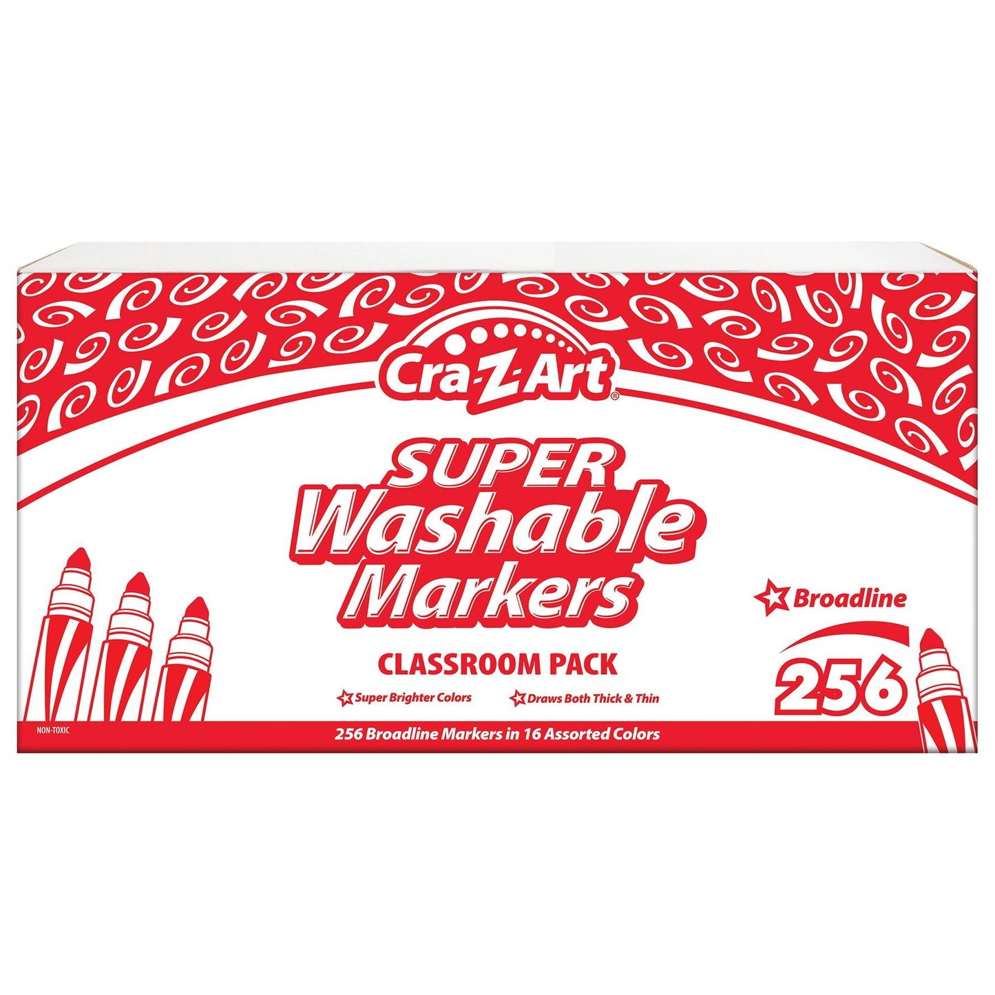 Washable Broad Line Markers Classroom Pack, 256 count - Loomini