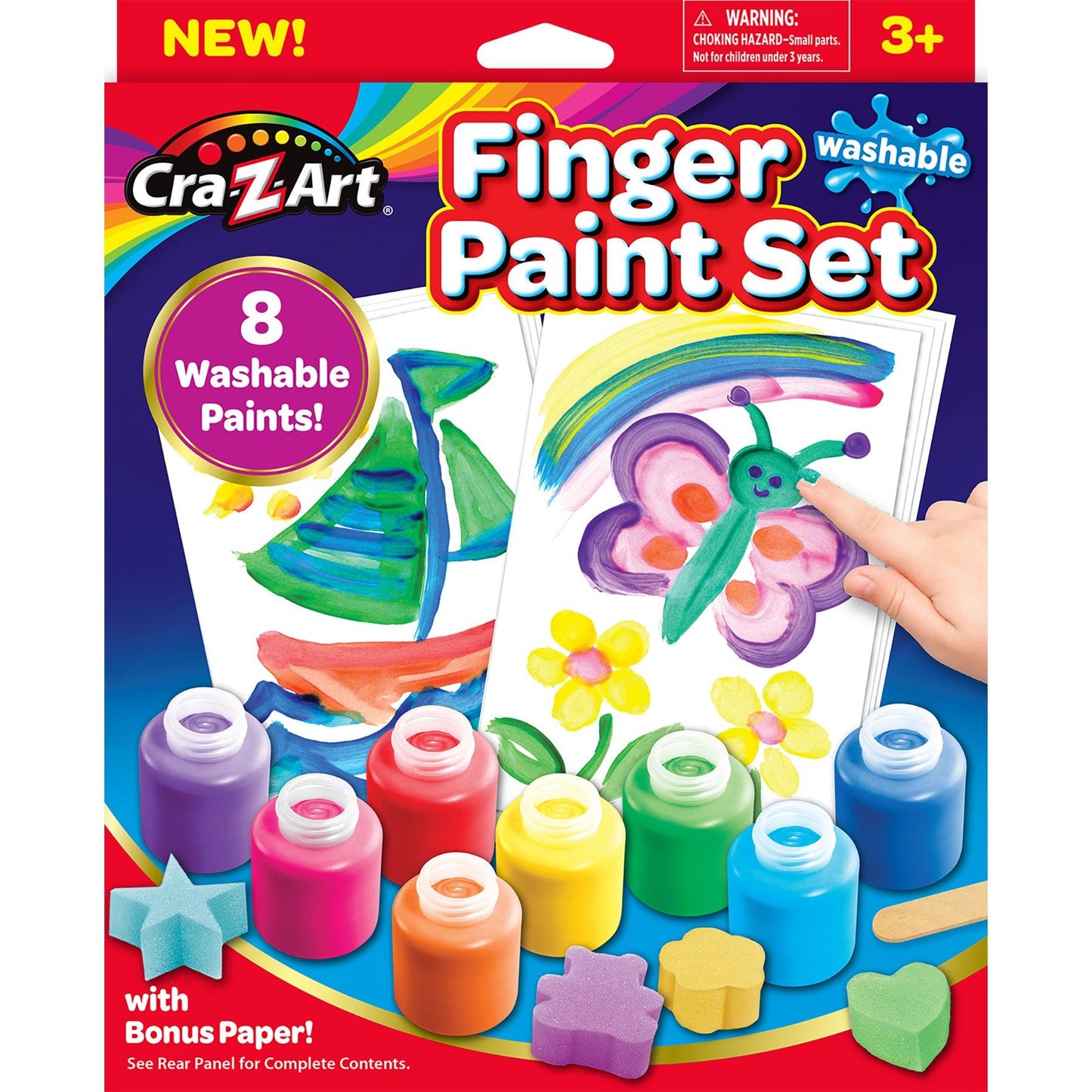 Washable Finger Paints Set, 8 Colors Per Set, 2 Sets - Loomini