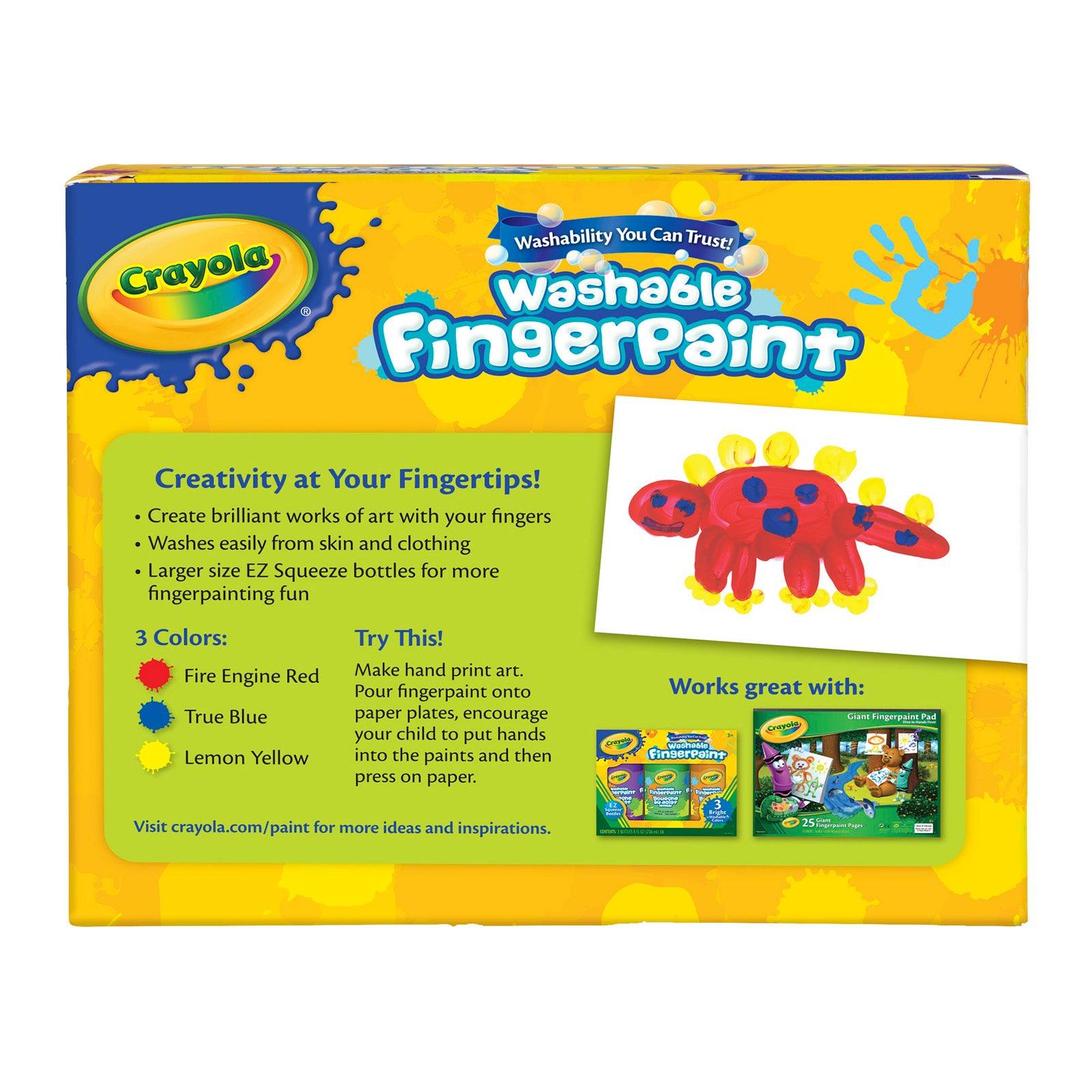 Washable Fingerpaint, Bold Colors, 8 oz., 3 Per Pack, 2 Packs - Loomini