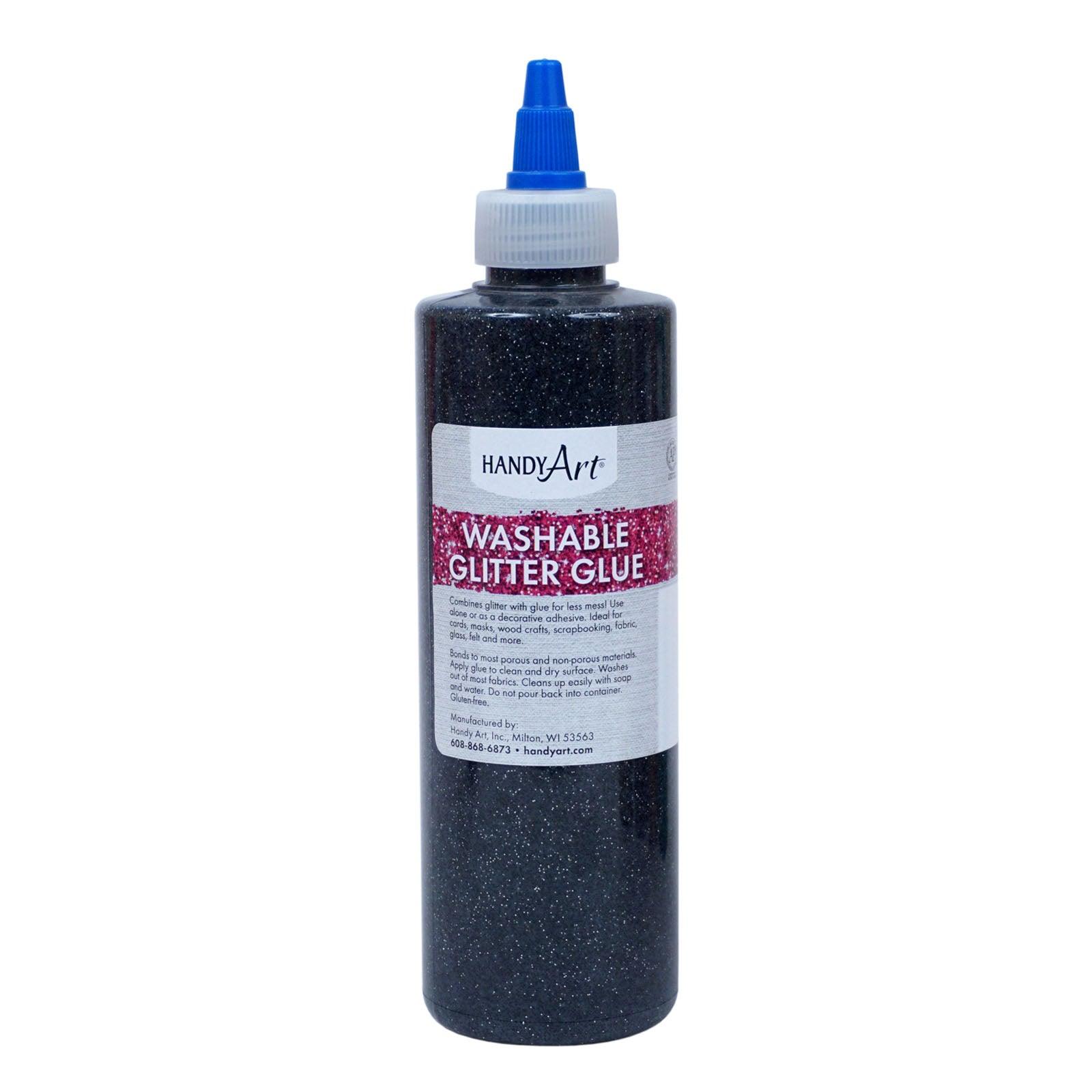 Washable Glitter Glue, 8 oz., Black, Pack of 6 - Loomini