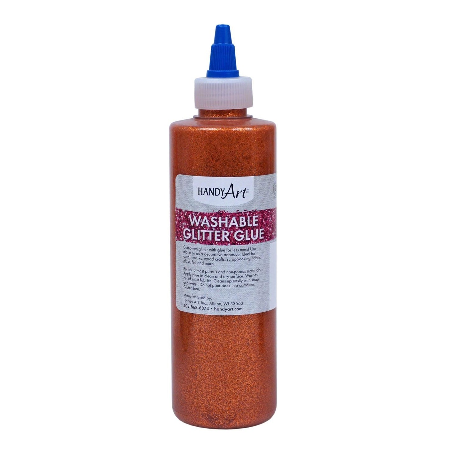 Washable Glitter Glue, 8 oz., Orange, Pack of 6 - Loomini