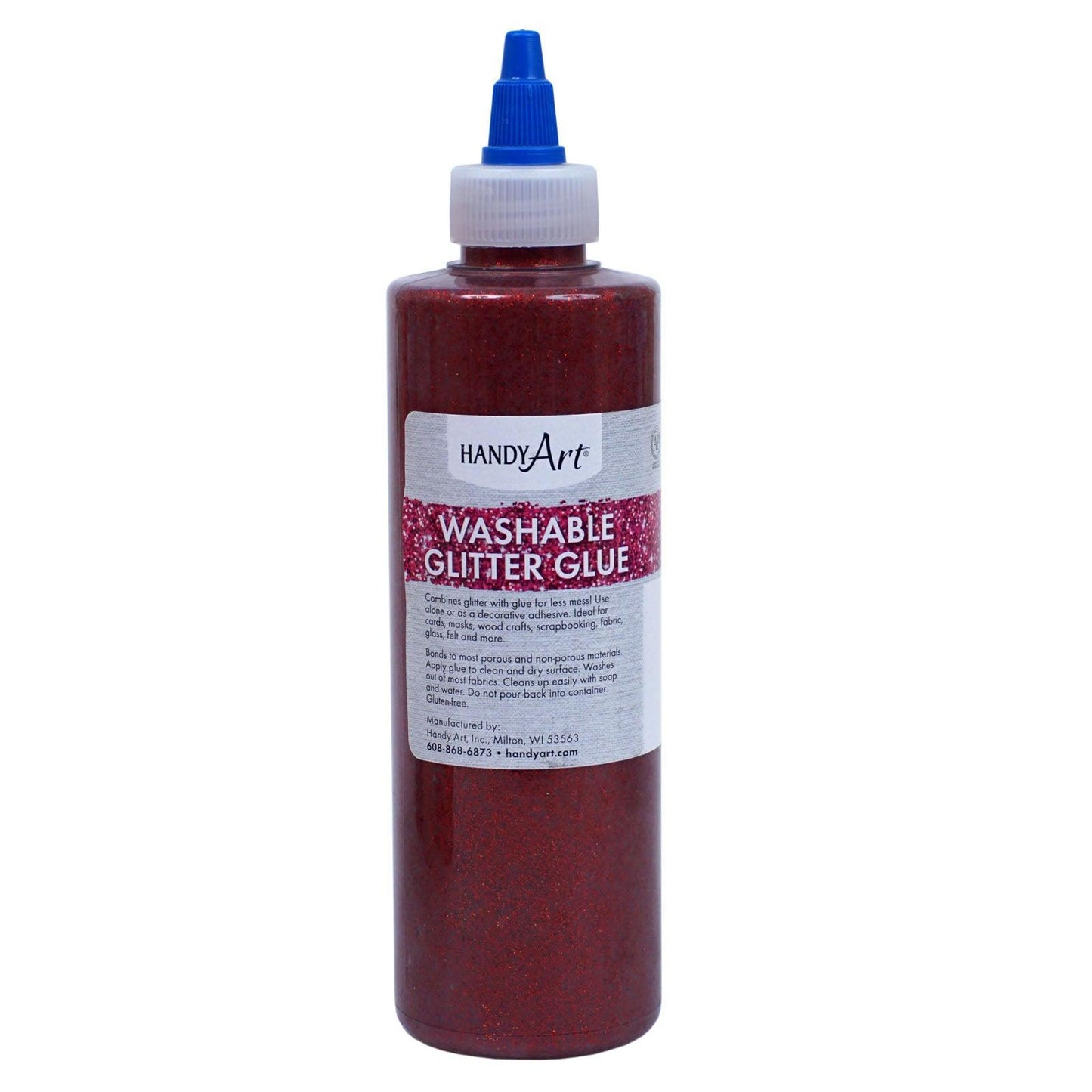 Washable Glitter Glue, 8 oz., Red, Pack of 6 - Loomini
