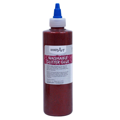 Washable Glitter Glue, 8 oz., Red, Pack of 6 - Loomini