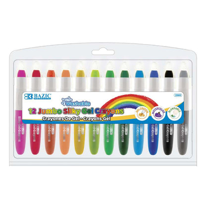 Washable Jumbo Silky Gel Crayons, 12 Per Pack, 3 Packs - Loomini