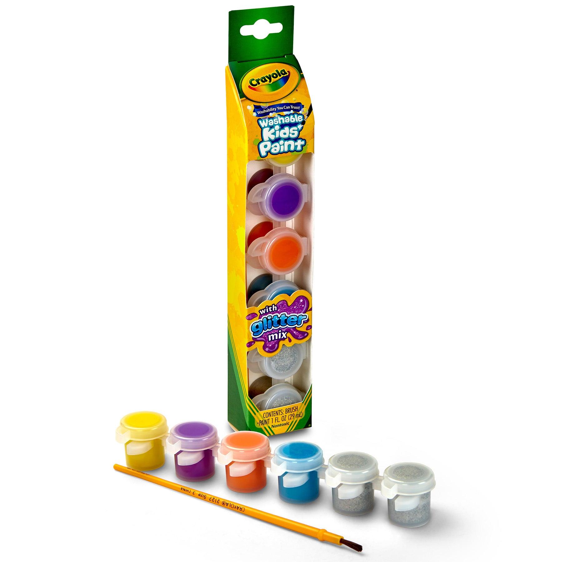 Washable Kids' Paint Pots, Glitter Effects, 6 Per Pack, 12 Packs - Loomini