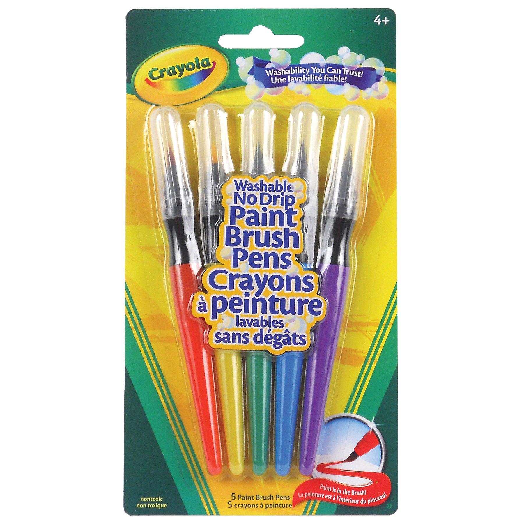 Washable No Drip Paint Brush Pens, 5 Per Pack, 6 Packs - Loomini