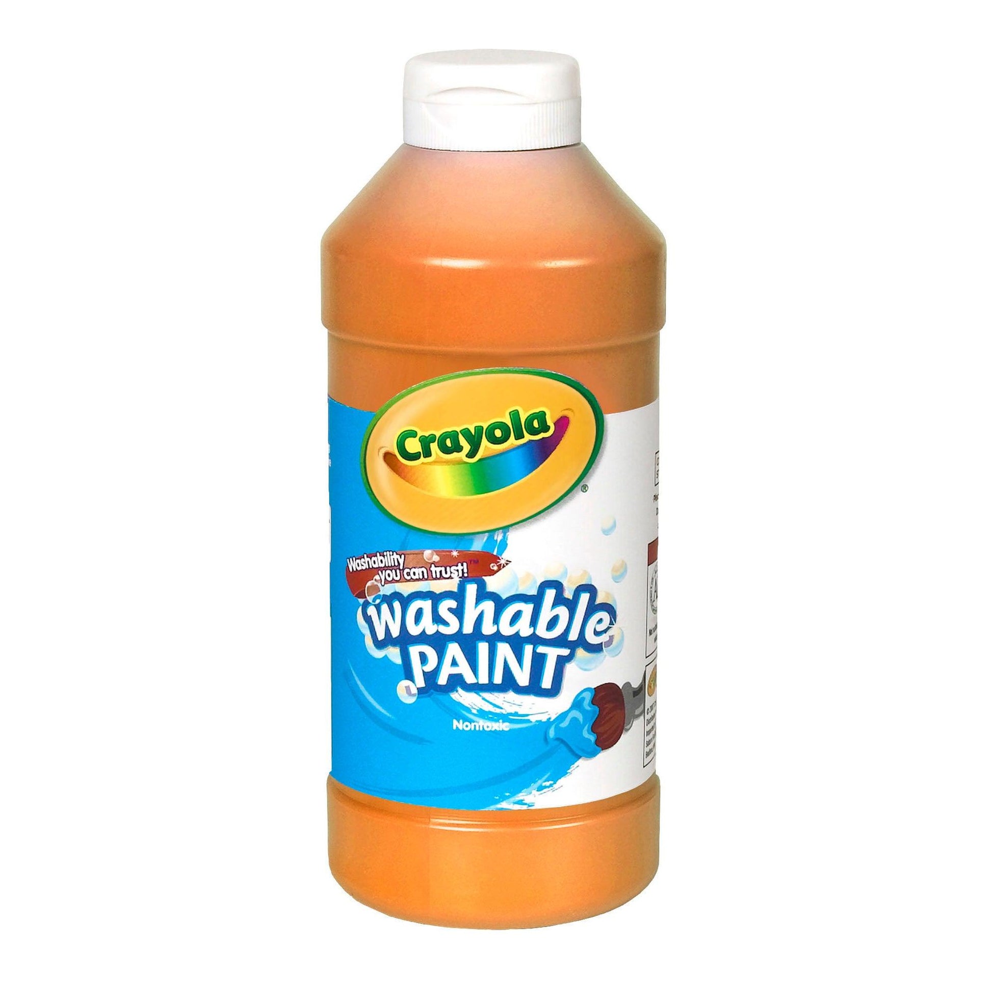 Washable Paint, Orange, 16 oz. Bottles, Pack of 6 - Loomini