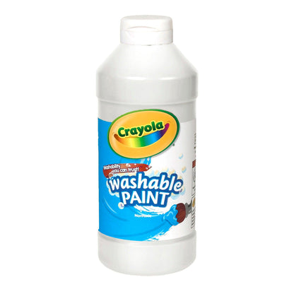 Washable Paint, White, 16 oz. Bottles, Pack of 6 - Loomini