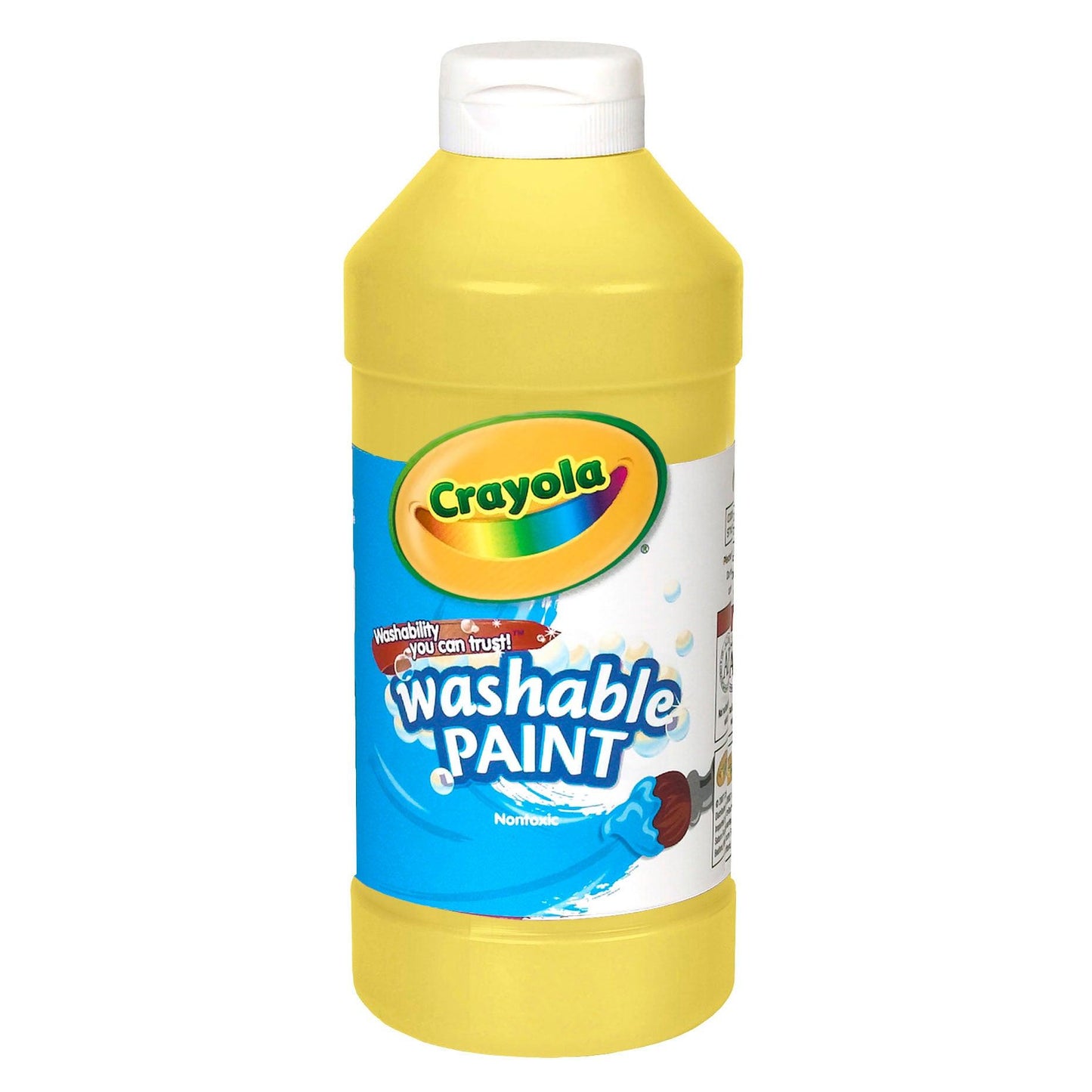 Washable Paint, Yellow, 16 oz. Bottles, Pack of 6 - Loomini