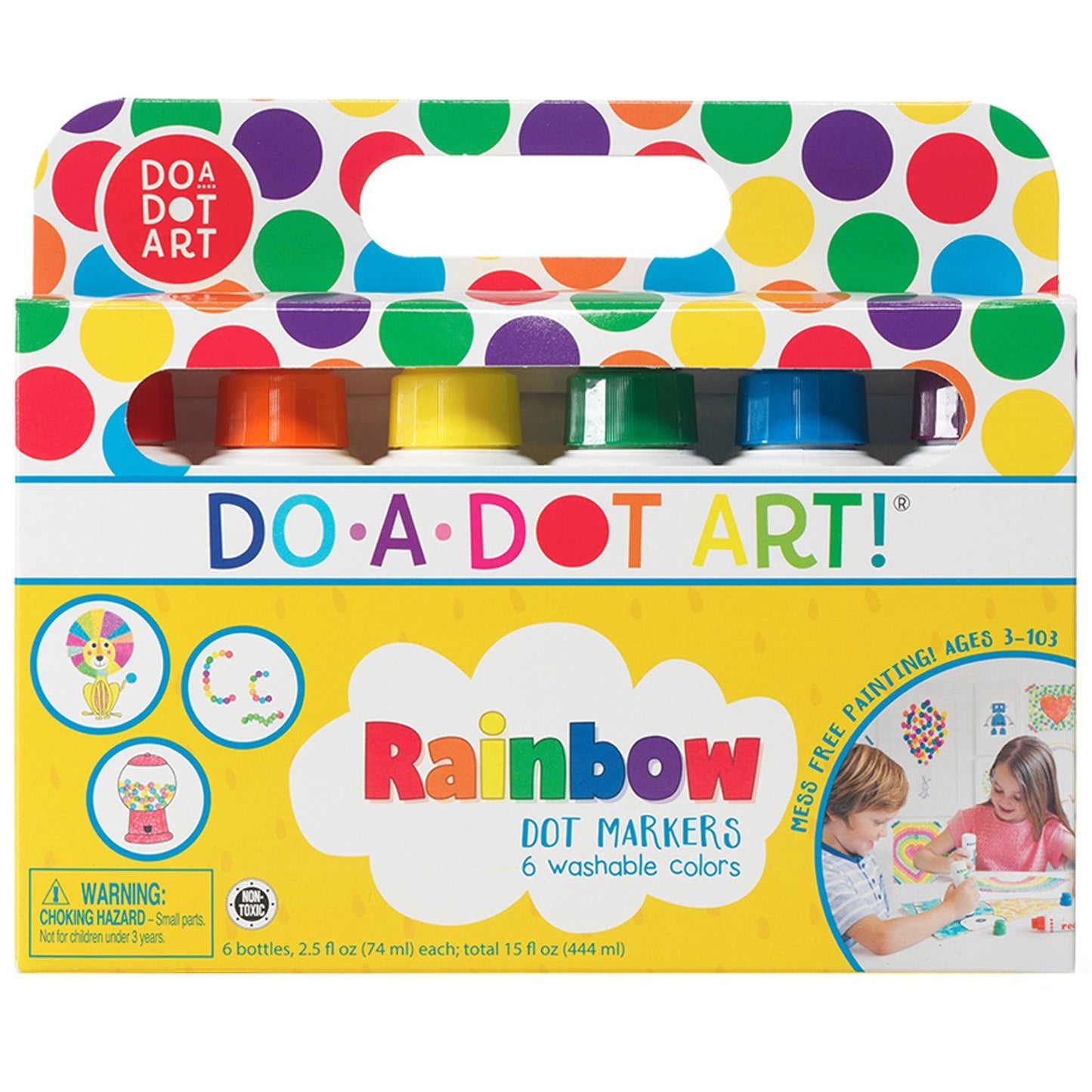 Washable Rainbow Dot Markers, 6 Colors - Loomini