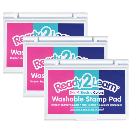 Washable Stamp Pad 3-in-1 - Electric - Pink, Purple & Turquoise - Pack of 3 - Loomini