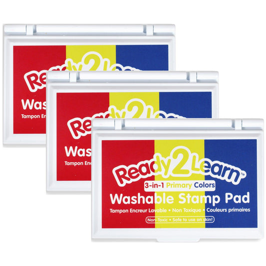 Washable Stamp Pad 3-in-1 - Primary Colors - Red, Yellow & Blue - Pack of 3 - Loomini