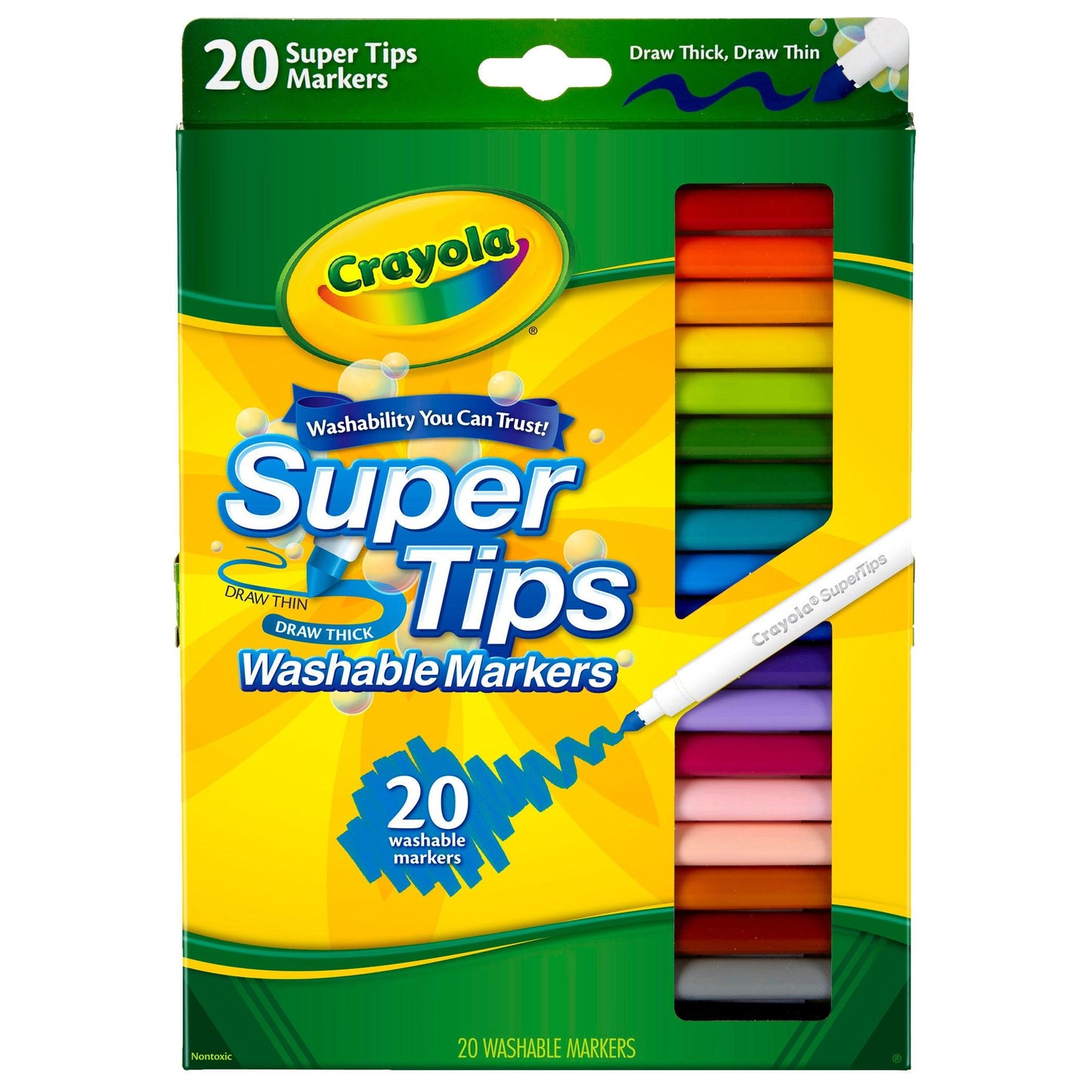 Washable Super Tips Markers, 20 Per Box, 6 Boxes - Loomini