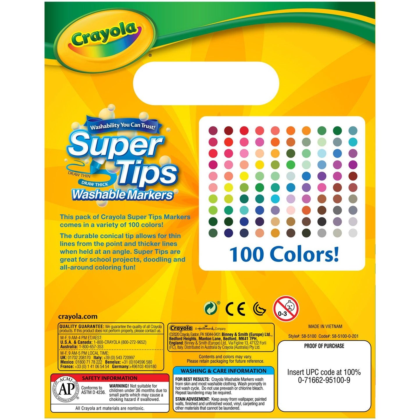 Washable Super Tips Markers, Pack of 100 - Loomini