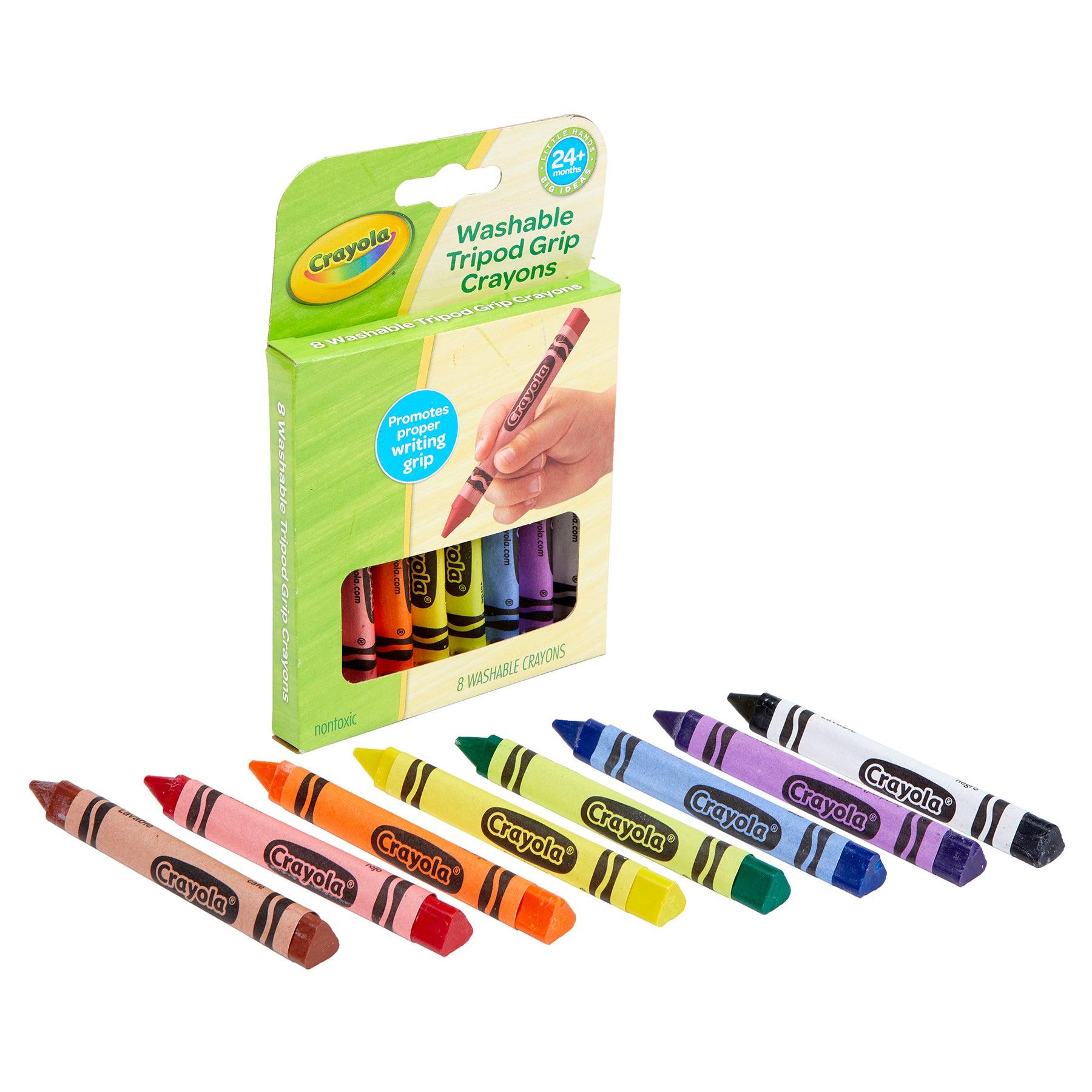 Washable Tripod Grip Crayons, 8 Per Pack, 8 Packs - Loomini