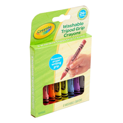 Washable Tripod Grip Crayons, 8 Per Pack, 8 Packs - Loomini