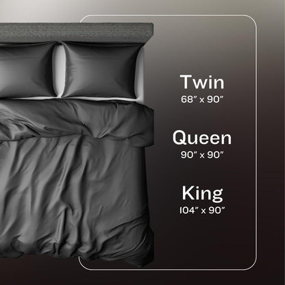 Washed Linen King Duvet Cover with 2 Pillow Cases Super Soft Brushed Microfiber Linen Bedding Set King Size Duvet Cover 104 x90 Bed Duvet Cover King Internal Ties Charcoal Grey - Loomini