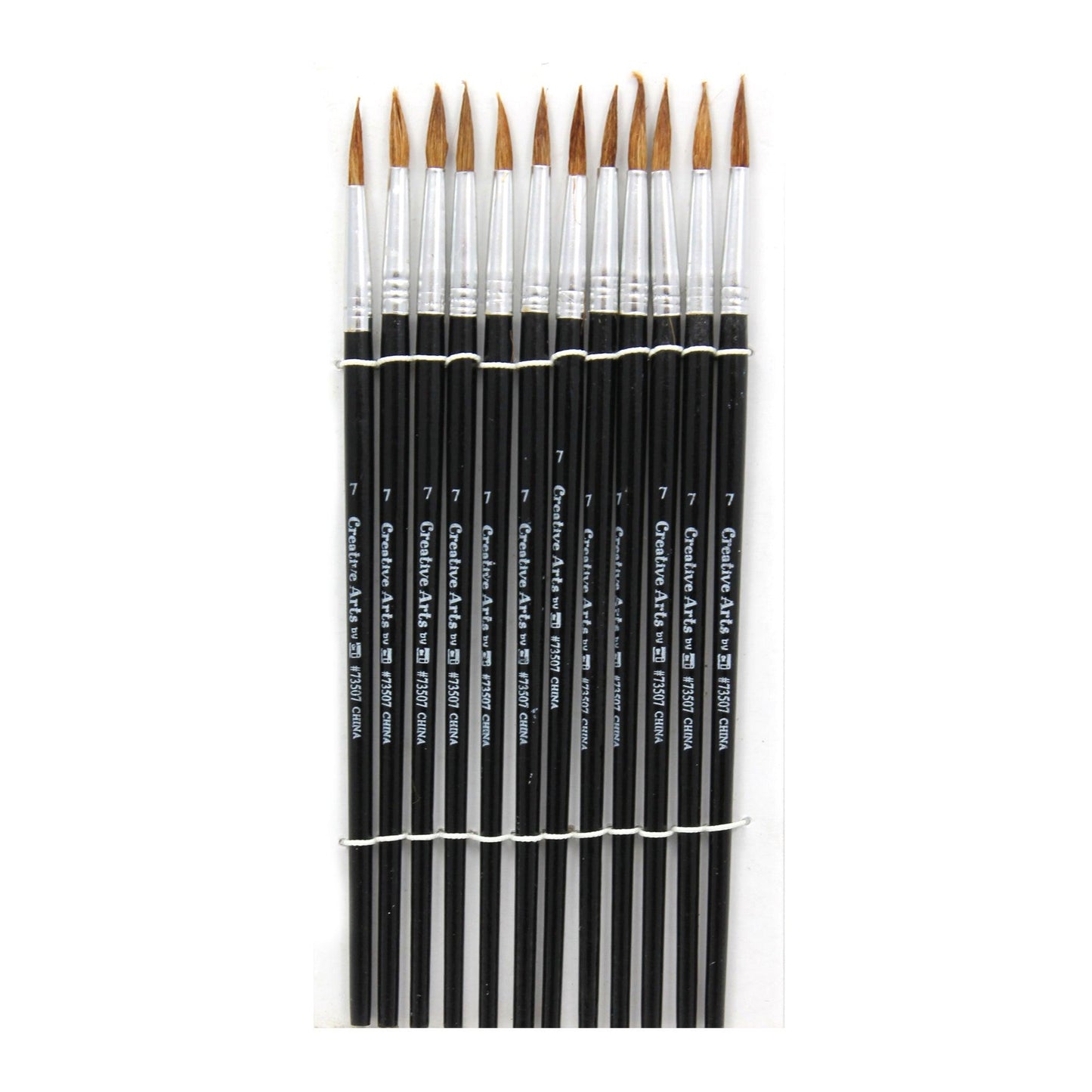 Water Color Paint Brushes, #7 - 3/4" Camel Hair, Black Handle, 12 Per Set, 6 Sets - Loomini