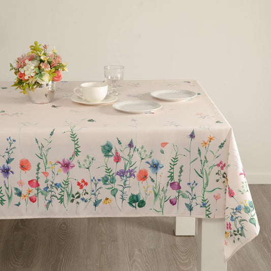 Watercolor Party Flowers Rectangle Easter Tablecloth Non Iron Stain Resistant Easter Table Cover Kitchen Dining Room Spring Dinner Party Wedding Decorations Rectangle 60 x140 - Loomini