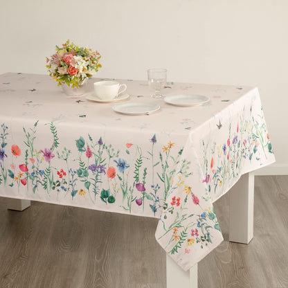 Watercolor Party Flowers Rectangle Easter Tablecloth Non Iron Stain Resistant Easter Table Cover Kitchen Dining Room Spring Dinner Party Wedding Decorations Rectangle 60 x84 - Loomini