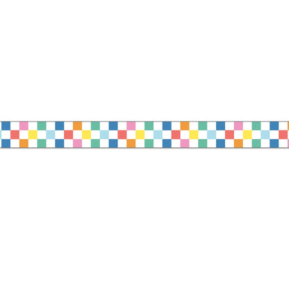 We Stick Together Checkered Rainbow Straight Bulletin Board Borders, 36 Feet Per Pack, 6 Packs - Loomini