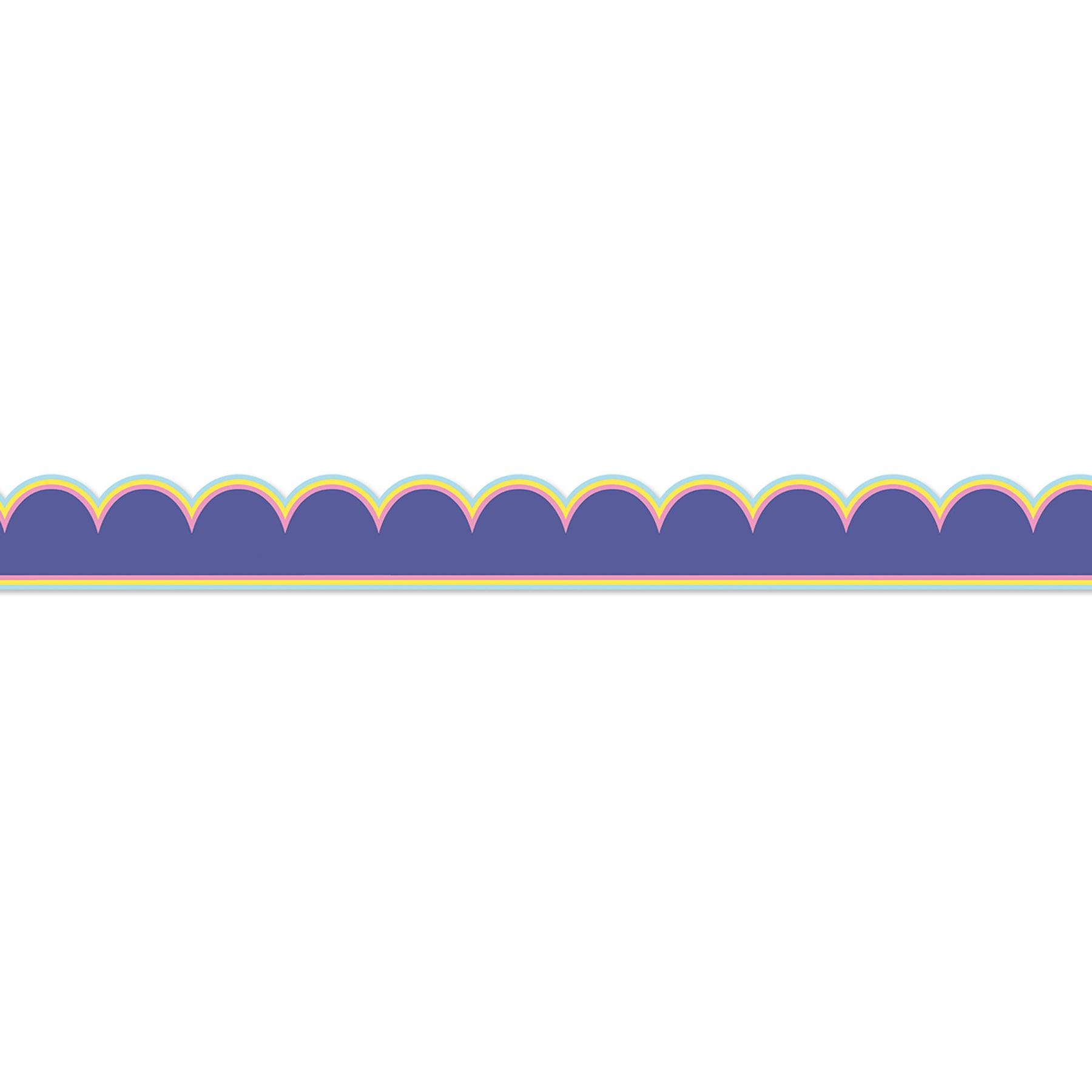 We Stick Together Pop of Purple Scalloped Bulletin Board Borders, 39 Feet Per Pack, 6 Packs - Loomini