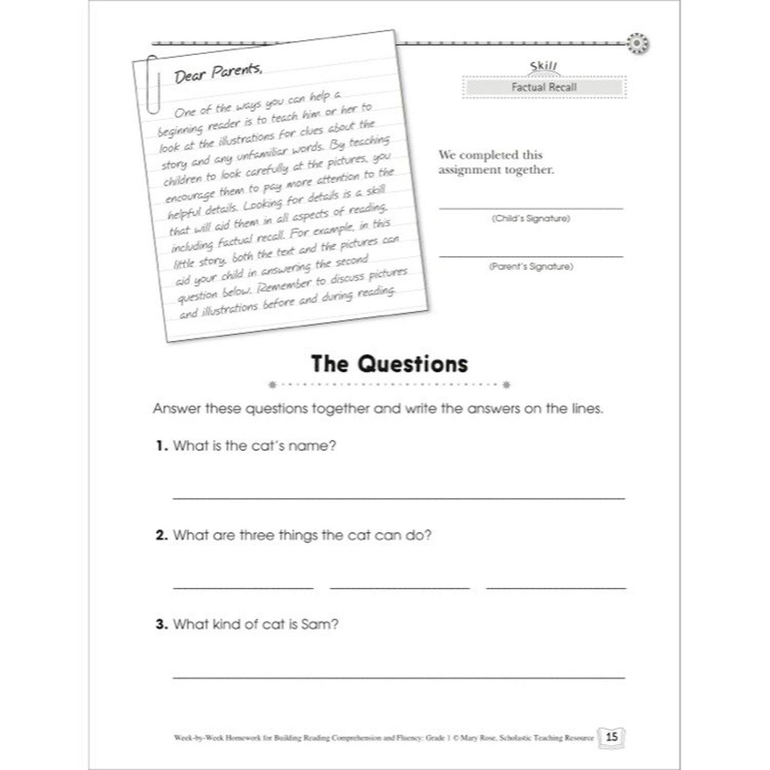 Week-by-Week Homework for Building Reading Comprehension & Fluency: Grade 1 - Loomini